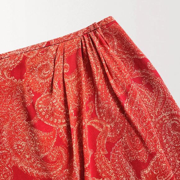 Vintage Y2K 100% Silk Wrap Skirt 16 Paisley Orange Boho Festival Beach Cover-Up - Picture 5 of 7